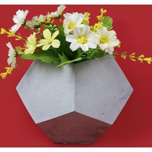 PRZY 3D Vase Planter Cement Mold Geometry Flower Pot Silicone Molds Geometric Concrete Succulents Potting Mould Clay Resin Mold