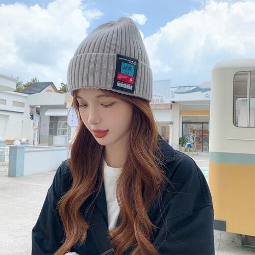 Unisex Autumn Cotton Hat Black Beanie Hats Men Knitted Hat Women Balaclava Casual Design Bobble Hat Spring Knit Cap Comfortable