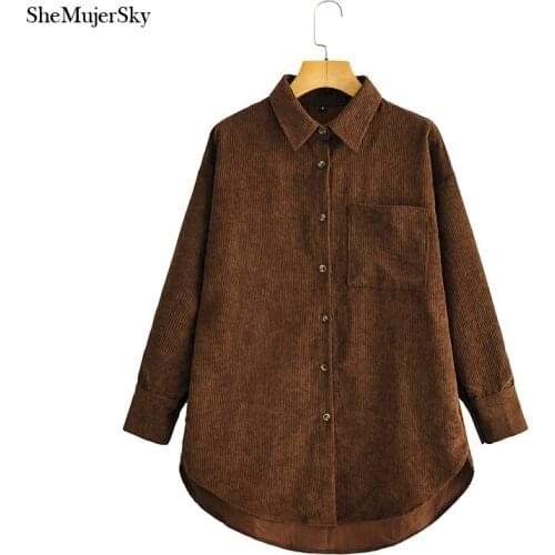 Женские вельветовые рубашки SHEMUJERSKY China At AliExpress