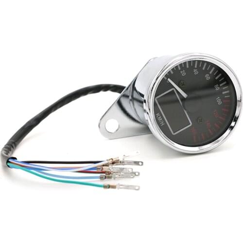 Universal Chrome LCD Speedometer Odometer Tachometer Multifunction Fuel Gauge Motorcycle Cruiser Bobber Chopper Cafe Racer