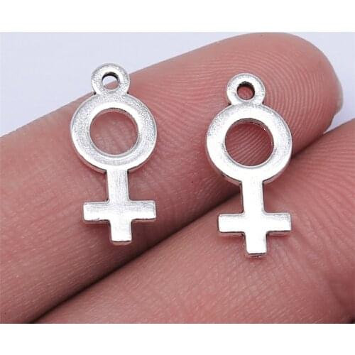 WYSIWYG 40pcs 18x8mm Antique Silver Color Female Symbol Charms Pendant For Jewelry Making DIY Jewelry Findings