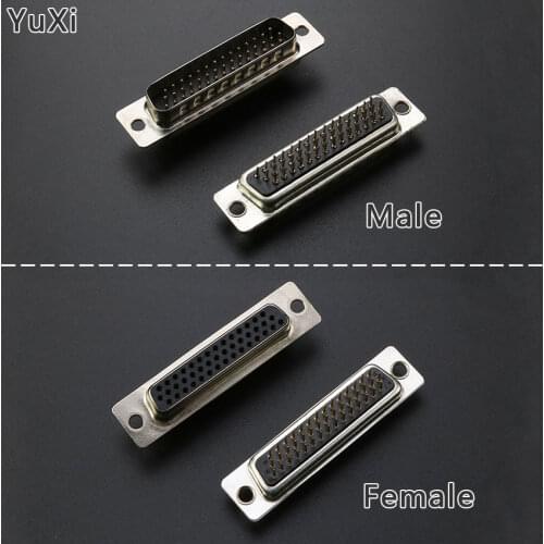 YUXI 1Pcs DB44 Core HDP44 Pin DP44 Three-Row 44-Pin Male High-Density Connector Male/Female Pin/Hole Solder Plate Plug