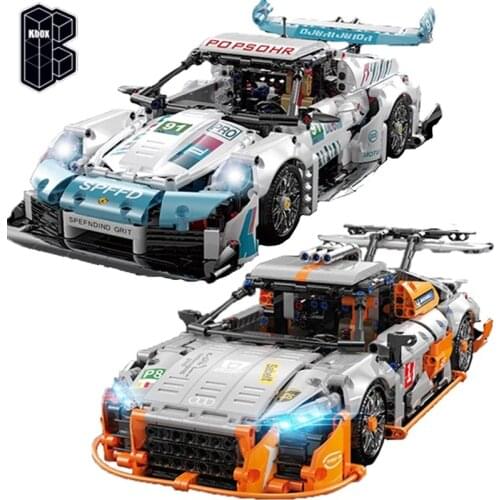 KBox Famous Sport Car RSR R8 Super Speed Racing Vehicle Building Blocks Simulation Model Bricks Toys Birthday Gift For Boyfriend
