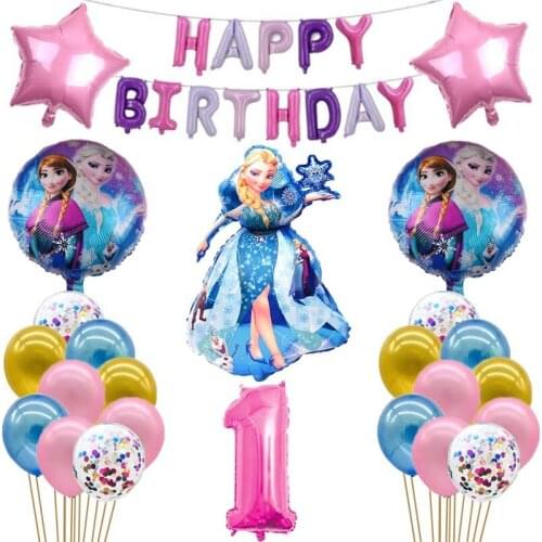 1 set Frozen Princess Foil Balloon 32inch Number Latex Balloons Cake baby 1 2 3st Birthday Elsa Party Decoration Kids Toy Globos