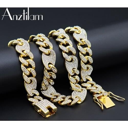 13mm HIP HOP Bling Iced Out Coffee Bean Chain Necklace Pig Nose Choker Long Link Rhinestone Chain Necklaces For Men Roc Jewelry