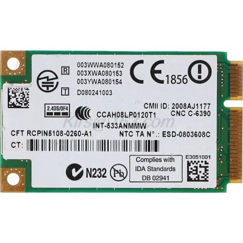 2.4 GHz & 5.0 GHz 5300 533AN_MMW Wireless WLAN WiFi Mini PCIe Card 802.11n+ 450Mbps Device Module WiFi Link Card