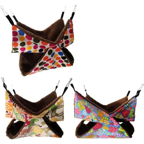 2 size Warm Double Layer Hamster parrot Hammock Squirrel Sugar Glider Hanging Sleeping Bed Cage Small Animal Pet Supply