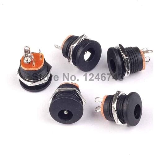 20PCS 5.5MM X 2.1MM 5.5*2.1 Round DC Socket Panel Mounting Power Adapter DC Power Jack Socket Connector Plug Receptacle Plastic