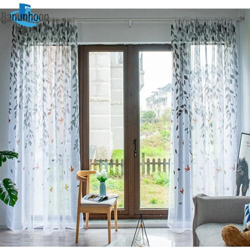 2019 Top Fashion Cortinas Dormitorio Colorful Color Willow Tulle Curtains For Living Room Bedroom Bird Voile Sheer For Curtain