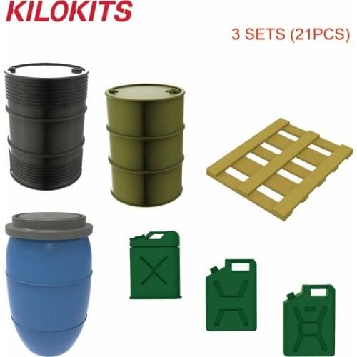 21PCS 1/35 ABS Plastic Military Petrol Barrels Jerry Cans Pallet Unpainted Hobby WWII Dioramas Model Building Accessories Kits