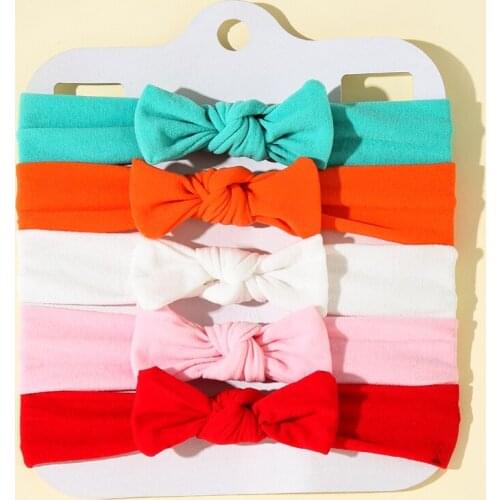 5 Pcs/Set Baby Girl Headband Bows Elastic Headbands Hair Band For Girls Solid Color Kids Toddler Turban Baby Hair Accessories