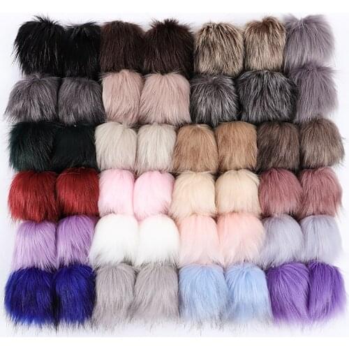 6pcs 8cm DIY Hairball Hat Fur PomPom Fake Fox Fur Pom Pom Balls With Rubber Band Buttons Handmade Large Clothing Hat Accessories