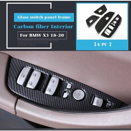 Car Modification Accessories Carbon Fiber Window Control Switch Panel Car Stickers For BMW X3 X4 G01 G02 Interior Styling