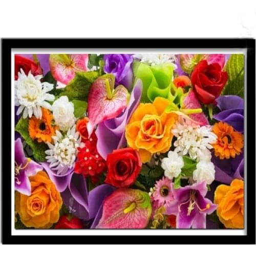 Diy plant 5d diamond painting flowers Diamond rhinestone Diamond Embroidery Mosaic Cross Stitch art Wedding Decoration