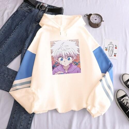 Anime Hunter X Hunter Killua Zoldyck Kawaii Cartoon Hoodies Sweatshirt Harajuku Patchwork Oversize Warm Pullover Female Hoodies