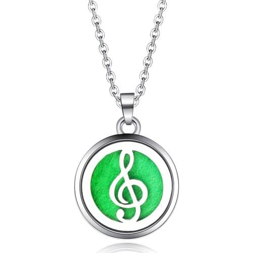 Musical Note Aroma Box Necklace Stainless Steel Magnetic Aromatherapy Essential Oil Diffuser Perfum Box Locket Pendant Jewelry