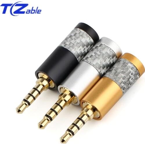 Audio Jack 3.5mm Connector 3/4 Pole Stereo Headset Carbon Fiber Gold Plated Hifi Plug Headphone Solder Mini 3.5 Male Adapter