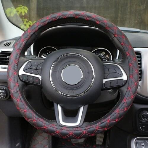 Carmilla PU Leather Car Steering Wheel Cover Case Padding M Size Fits 38cm/15" for Ford VW for Chevrolet Cruze Equinox Trax