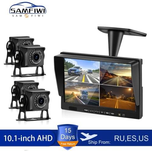 10 inch AHD 4ch Recorder DVR Car Monitor Vehicle Truck Night Vision Rear View Camera Security Surveillance Split Screen Quad
