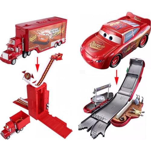 Disney Pixar Cars 1:55 Lightning McQueen Mack DVF39 Racing Track Fun Sliding Birthday Gift For Children Boys Deformation Toy