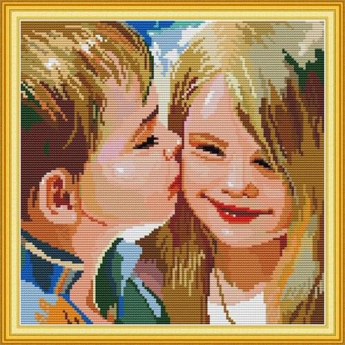 Everlasting Love Kiss Chinese Cross Stitch Kits Ecological Cotton Clear Stamped Printed 14CT 11CT DIY Gift Christmas Decoration