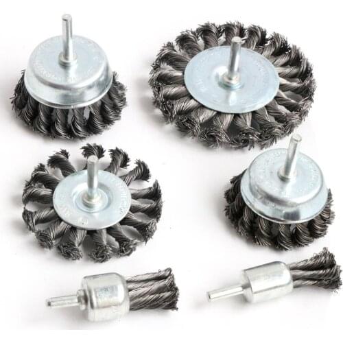 2Pcs Twist Knotted Wire Wheel Cup Brush end brush for Drill shank mounted 6mm Perfect For Rust Removal Corrosion Paint