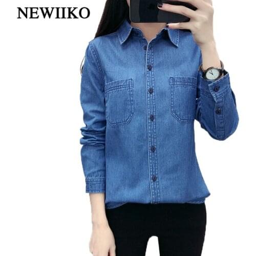 Женские голубые рубашки NEWIIKO China At AliExpress