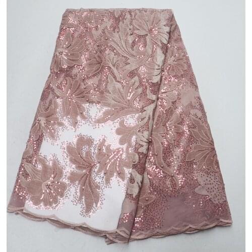 Latest embroidery beaded African french velvet sequins lace fabric 2019 high quality bridal Nigerian wedding tulle mesh lace