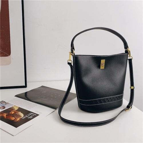 2021 New Handle Bag Women Retro Single Shoulder Bag High Quality Leather Exquisite Female Bucket Bag
