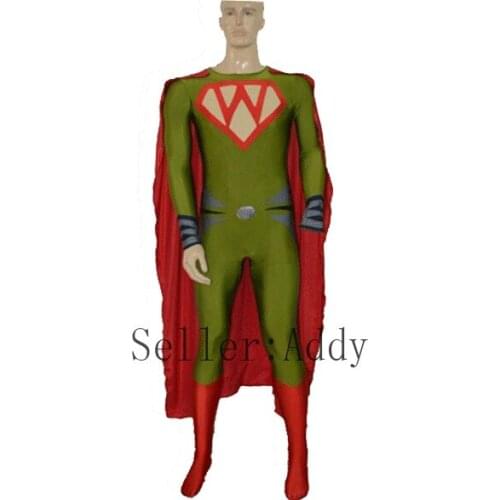 New W Superhero Spandex Costume with Cape Halloween Costumes