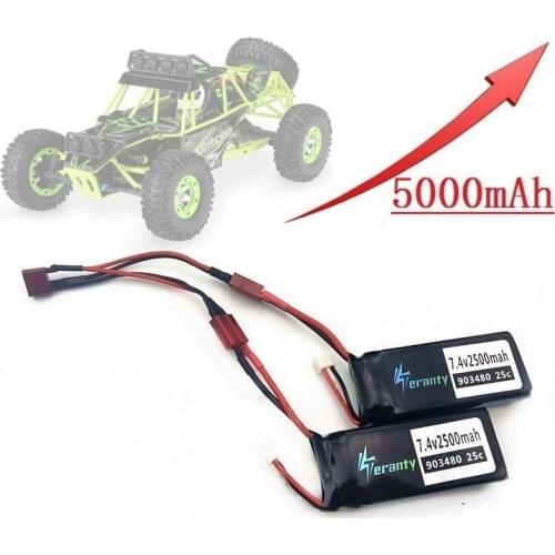 Upgrade 4000mAh 5000MAH 7.4v lipo battery for Wltoys 12428 12423 RC Car Spare Parts 7.4V 2500mah battery/1500mah battery 903480