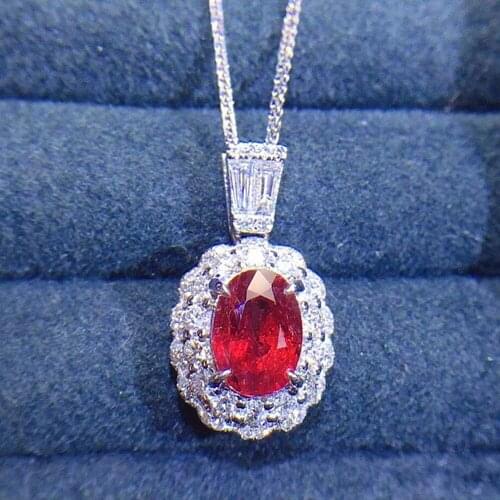 Red Crystal Ruby Gemstones Pendant Necklaces for Women White Gold Silver Color Vintage Elegant Fine Fashion Jewelry Party Gifts