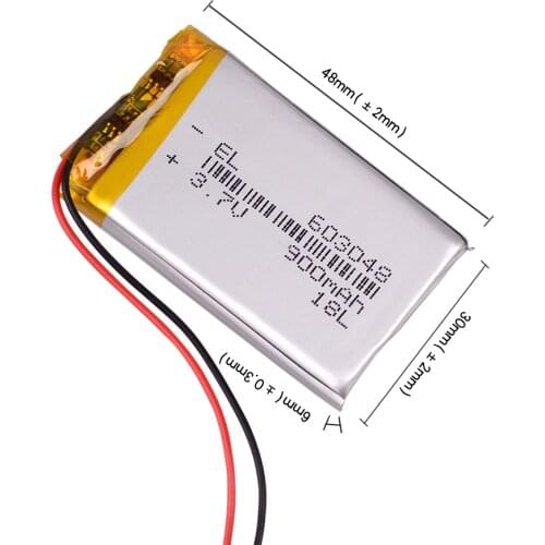 Rechargeable 3.7V 900mAH 603048 polymer lithium ion / Li-ion battery for drone dvr mp5 GPS mp3 mp4 PDA PSP power bank speaker
