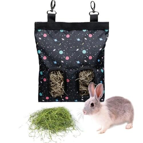 Hay Bag Hanging Pouch Feeder Holder Feeding Dispenser Container for Rabbit Guinea Pig Small Animals Pet