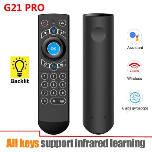G21 PRO Backlit Gyroscope Q7 Wireless Air Mouse Smart Voice Remote Control All 25 Keys IR Learning for H96 MAX Android TV Box