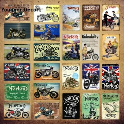 Racer Norton Motorcycle Metal Poster Tin Signs For Pub Car Club Bar Garage Shop Home Decor Wall Art Painting Carft Gift YI-065