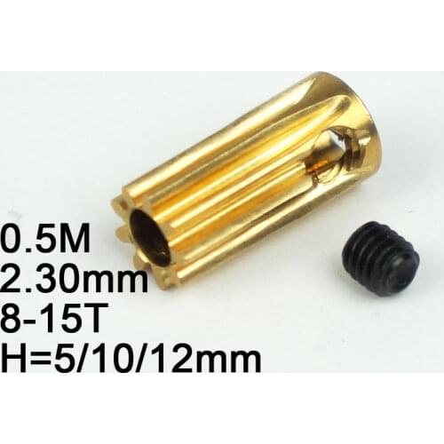 RC Model Metal Pinion Gear 0.5M 2.3mm(hole diameter) 8T/9T/10T/11T/12T/13T/14T/15T Height:5mm/10mm/12mm