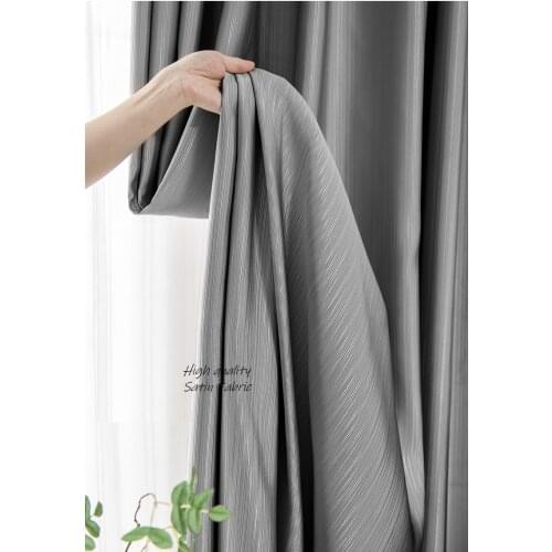 Luxury High Shading Satin Blackout Curtains for Bedroom Living Room Insulating Nordic Jacquard Stripe Fashion Color Window Drape