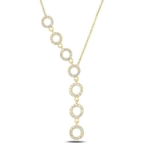 Silver 925 Sterling Ring Zircon Cubic Zirconia Dangle Y Necklace