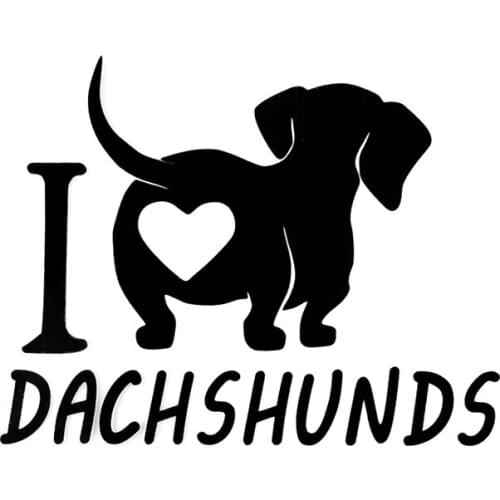 14.8CMX11.5CM Fun I love Dachshunds Vinyl Animal Car Sticker Decal Black/Silver for Dodge sticker