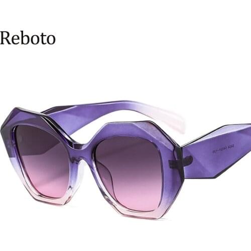 Fashion Brand Polygon Irregular Sunglasses Clear Shades For Women New Gradient Lens Big Frame Sun Glasses Eyeglasses Glasses