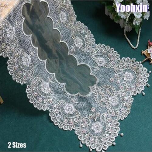 Modern gold sequin Embroidery bed Table Runner cloth cover dining Lace tea coffee tablecloth Placemat Christmas Wedding decor
