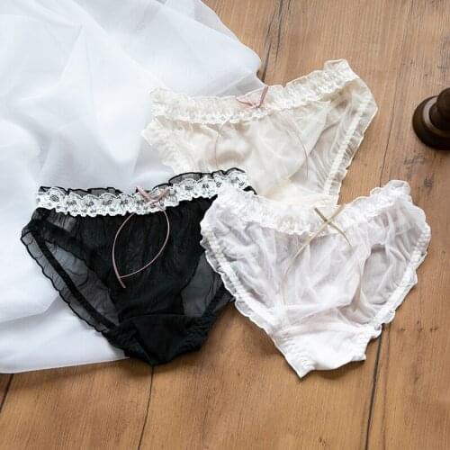 Sweet Sexy Women Lace Panties Underwear Summer Briefs Lace Bow Trim Cute Girls Intimates Candy Colors
