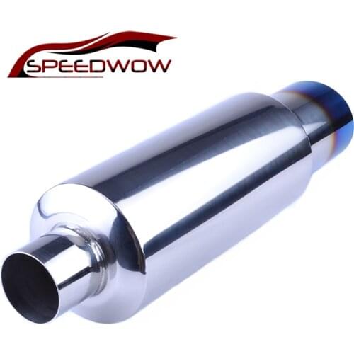 Universal Muffler Exhaust Pipe Polished Stainless Steel Blue End/Burnt Tip Silencer 2.0 "inlet to 3"outlet Exhaust tip Muffler