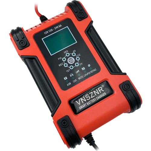 LiFePO4 Battery Charger 12V/24V Multi-functional Smart Charger for Lithium Iron Phosphate/Li-Ion Li-polymer/Lead-Acid/AGM etc