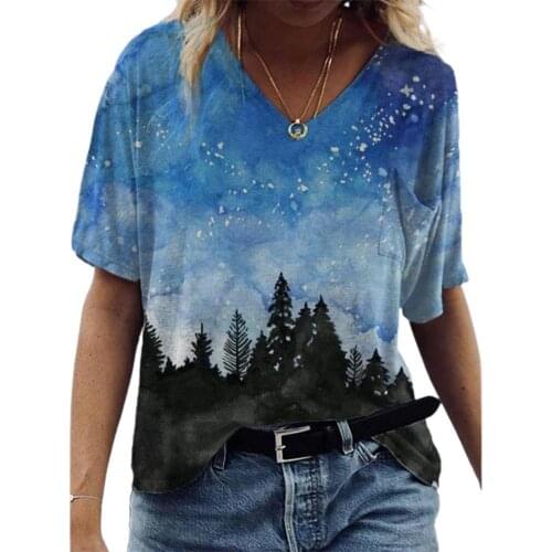 Harajuku Printed Tops Women Casual Short Sleeve V-neck T-shirt Camisetas Mujer Verano Street Style Oversize Tee Shirts Femme