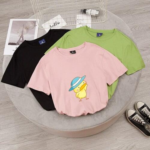 Women 2020 Summer T-shirt Short Sleeve Little Yellow Duck Cute Top Tee Womens T-shirt Ladies Kawaii Graphic T-shirt Female