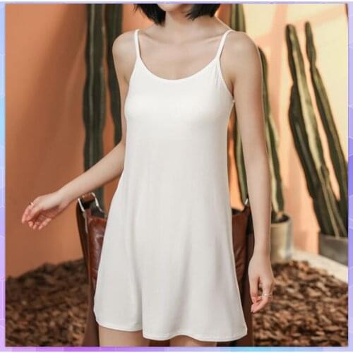 S-2Xl Plus Size Nightgowns Women Sexy Nightdress Slim Seamless Vest Long Dress With Chest Pad Female Summer Modal Nightshirt