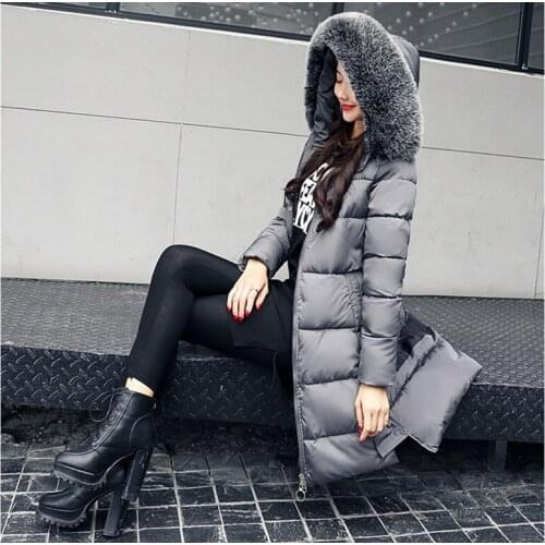 Invierno Mujer Parkas 2020 New Style Fur Collar Hooded Womens Winter Coat Padded Warm Women Jacket Abrigo Mujer WXF359