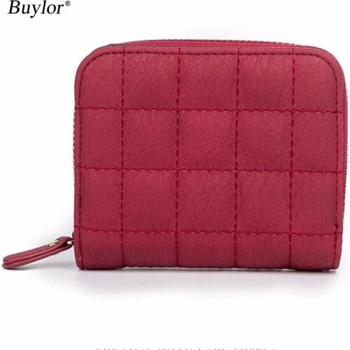 Women Wallets PU Leather Female Plaid Coin Purse Nubuck Wallet Fashion Woman Small Zipper Wallet With Card Holder